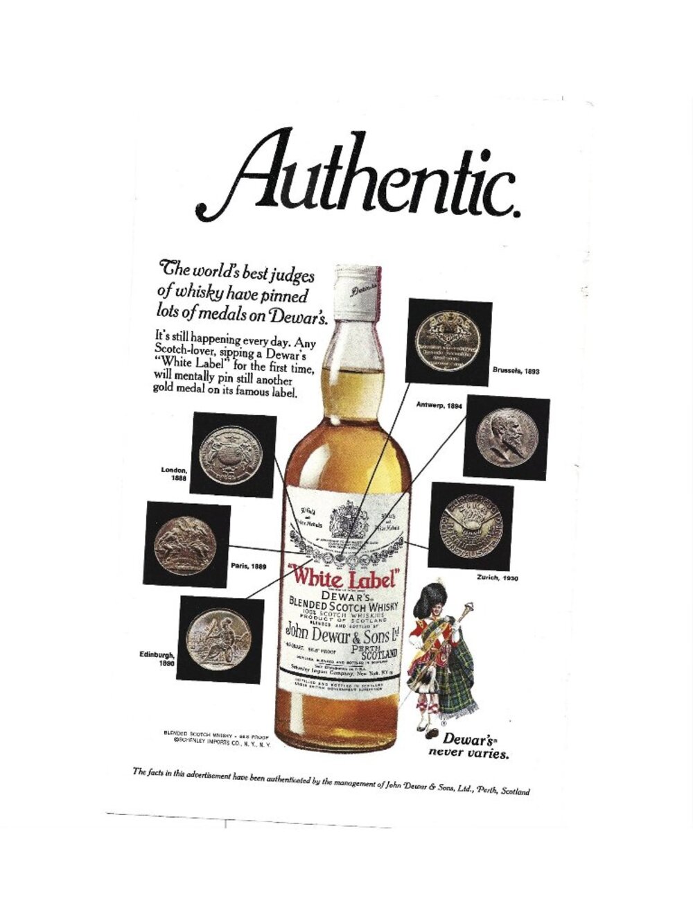 Print Ad Dewars Scotch Whisky Vintage 1950s Advertisement Cocktail Bar Decor